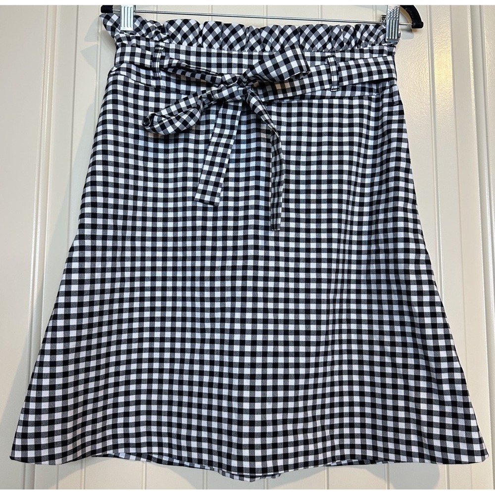 Belted Plaid Gingham A-Line Skirt school office career teacher workwear sz 4